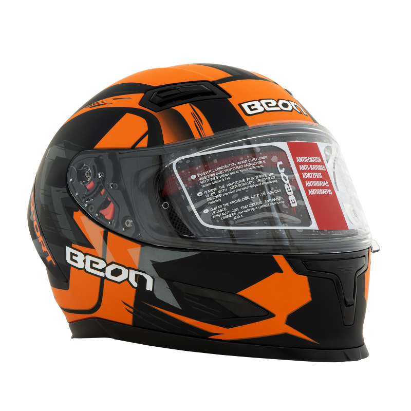 Шлем Beon B-503 matt black/orange