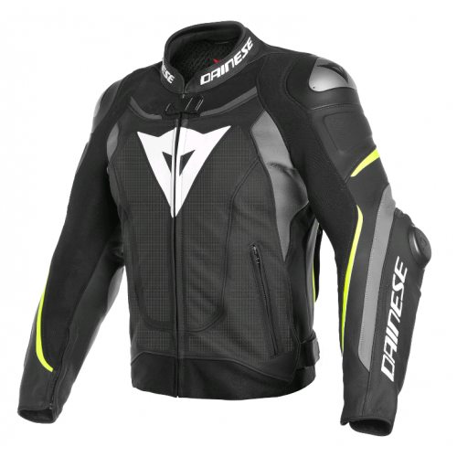 Куртка кож. DAINESE SUPER SPEED 3 PERF.  BLACK/MATT-GRAY/FLUO-YELLOW