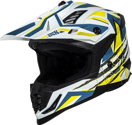 Шлем кроссовый IXS iXS363 2.0 сине-желтый флуо S